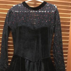 Figure skating dress size PT black velvet and lace